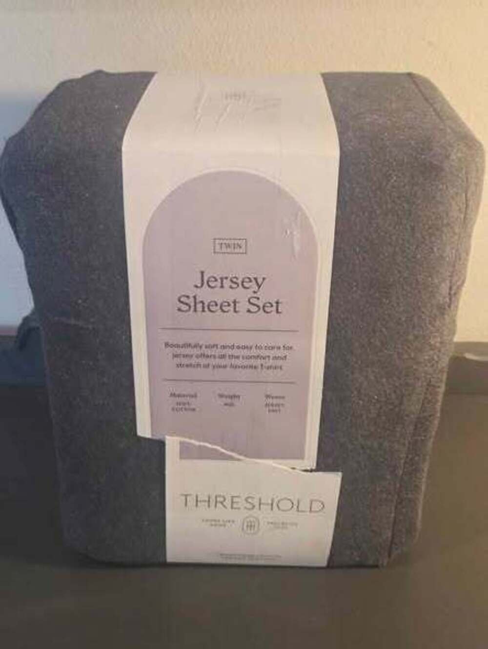 Threshold Twin Jersey Sheet Set Charcoal 100% Cotton. New!